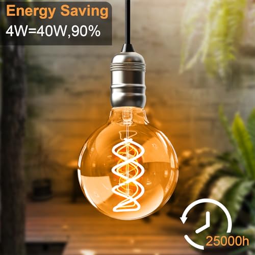 4PCS G80 Vintage Edison Light Bulbs Dimmable for Home (2 Count)