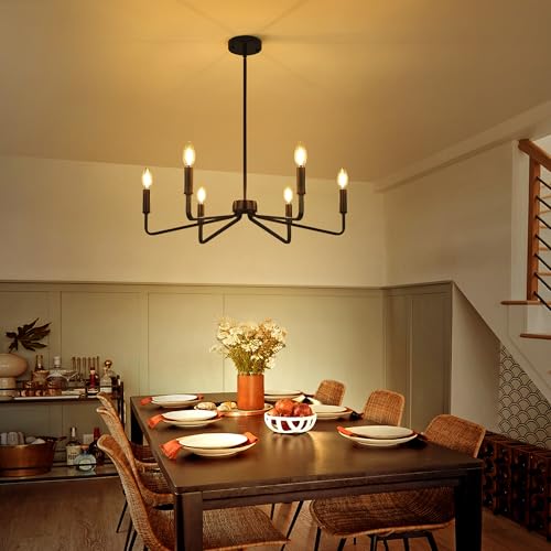 6 Light Black Farmhouse Chandelier