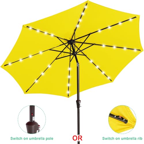9' Patio Umbrella with Solar Lights
