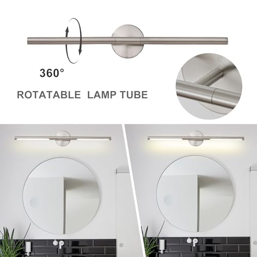 Brushed Nickel Bathroom Light Fixtures Over Mirror 36 Inch
