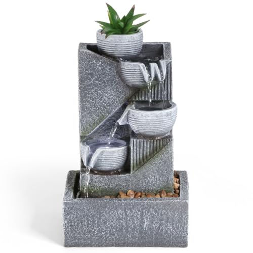 Tabletop Water Fountain Waterfall Fountains Indoor with LED