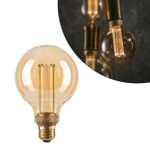 Dimmable Edison Bulb E26 Vintage Round LED Light LowLumen Amber G95