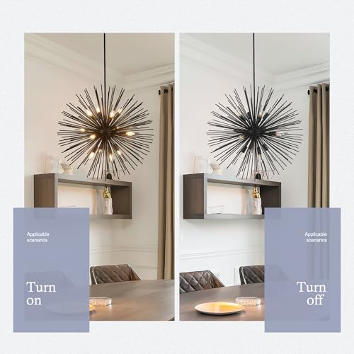 31.5" 12 Light Black Sputnik Chandelier Modern Industrial Foyer Light Fixtures