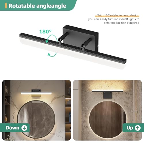 15.7" Black LED Bathroom Vanity Light 5CCT