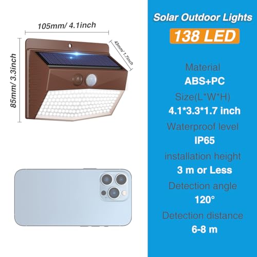 10 Pack Solar Motion Sensor Lights Outdoor Waterproof with 3 Modes (10 Count)