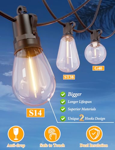 75FT LED Outdoor String Lights for Patio Decor