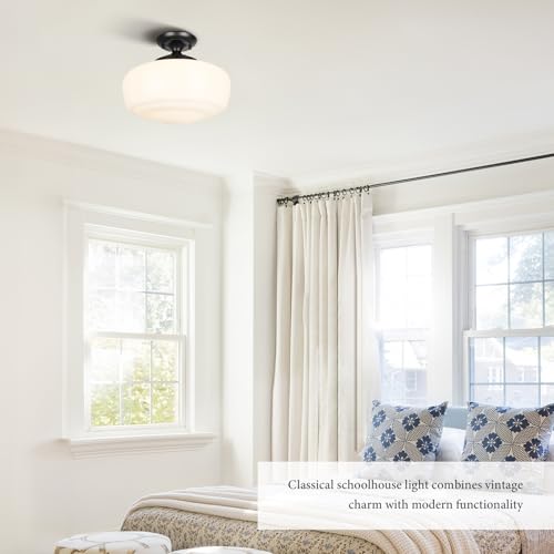 Large Schoolhouse Style Semi Flush Mount Ceiling Light Fixture
