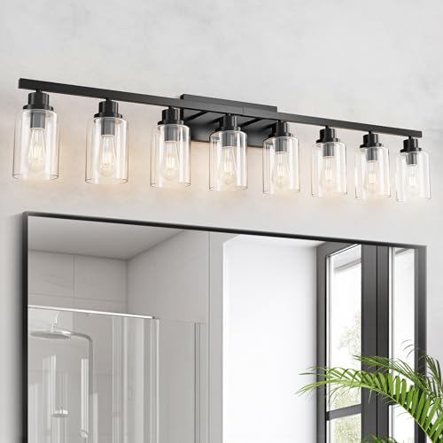 8 Light Black Bathroom Vanity Light Fixture