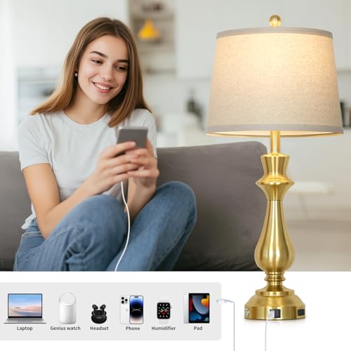 Modern Gold Table Lamps Set of 2 for Living Room