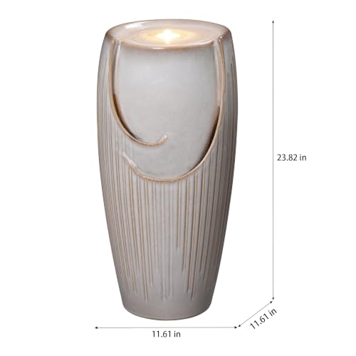 Ivory Ceramic Pillar Fountain