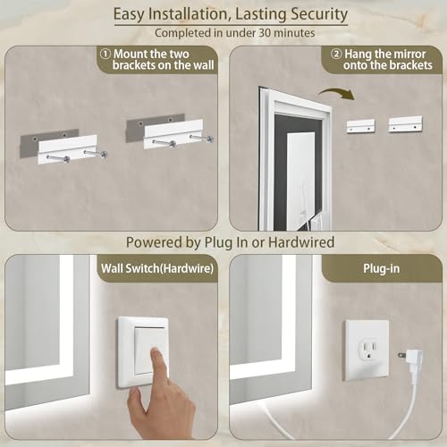36"x55" LED Bathroom Mirror with Lights