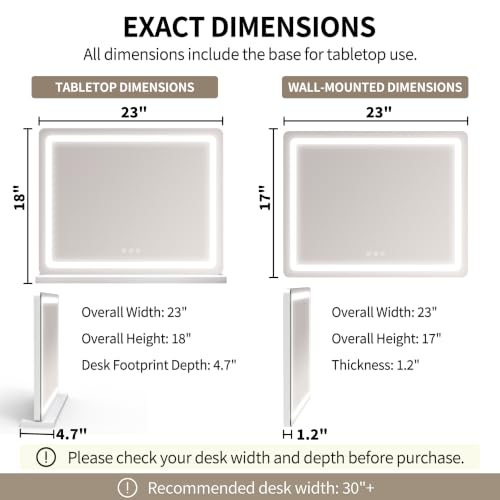 23"x 18" Large Vanity Mirror with Lights