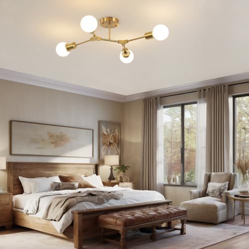 Modern Mid Century Gold Sputnik Ceiling Light Fixture Chandelier