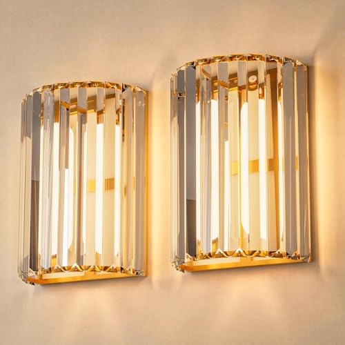 Gold Battery Operated Wall Sconces Set of Two