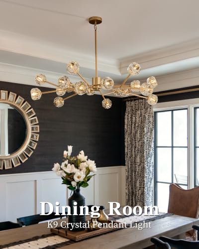 Gold Sputnik Chandeliers for Dining Room Light Fixture Over Table