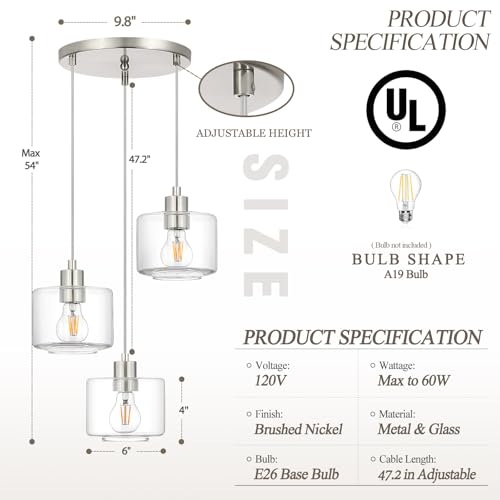 Brushed Nickel Dining Room Chandelier Light Fixture
