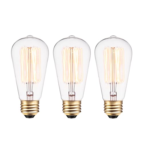 31324 40W Vintage Edison S60 Squirrel Cage Incandescent Filament Light Bulb 3 (3 Count)