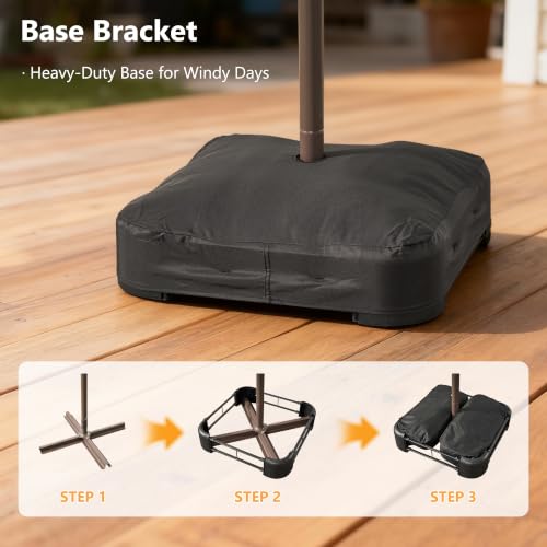 15FT Double Sided Rectangular Patio Umbrella with USB Rechargeable Warm LED Lights