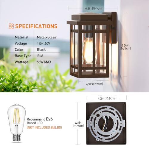 9.76'' Outdoor Wall Light Fixtures 2 Packs (2 Count)