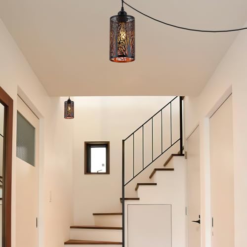 Industrial Black Plug in Pendant Light for Kitchen Island