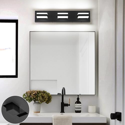 5 Color Temperature Adjustable Black 3 Lights Bathroom Vanity Fixtures