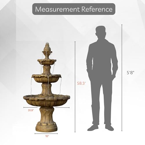 58.3" 3 Tier Outdoor Freestanding Water Fountain