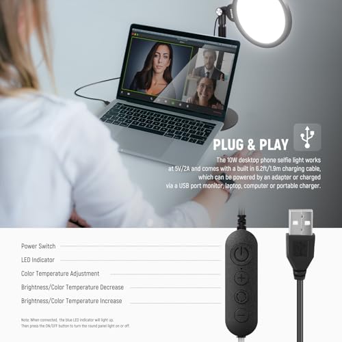 Basics 7" Desk Ring Light for Video Recording