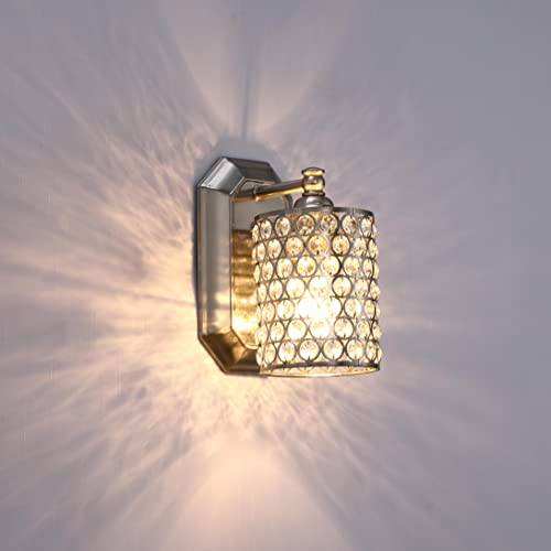 Crystal Wall Sconce Brushed Nickel Dry&Wet Dual Use 2 Pack 1 Light (2 Count)