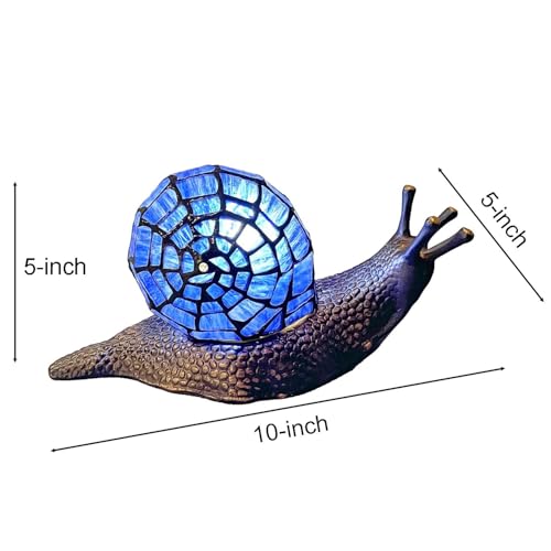 L10983 Blue Land Snail Tiffany Style Stained Glass Accent Table Lamp
