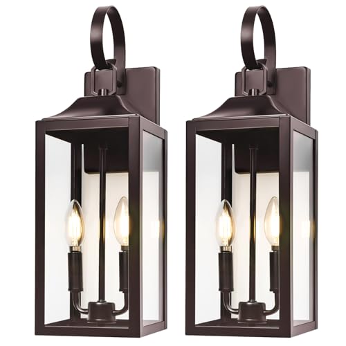 19" Large Oil Rubbed Bronze Outdoor Wall Lights (2 Count)