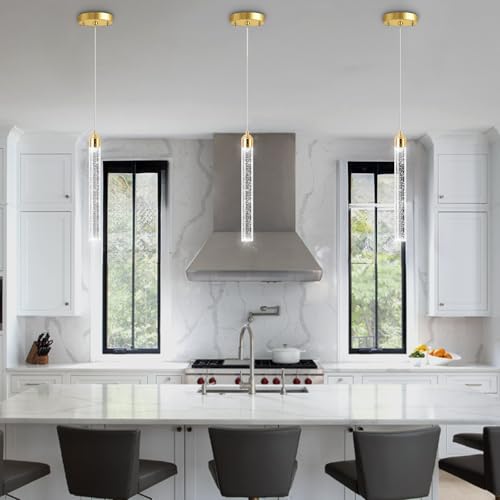 1 Light Modern Crystal Chandeliers LED Dimmable Pendant Lighting for Kitchen Island Dining Room Hallway