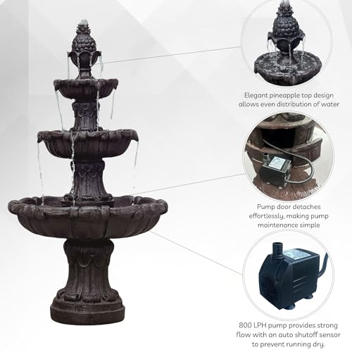 58.3" 3 Tier Outdoor Freestanding Water Fountain