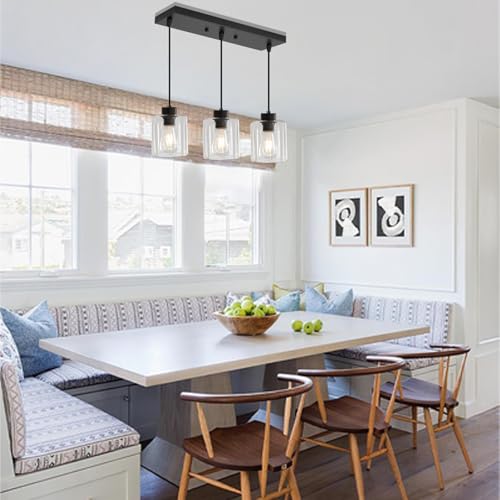 3 Light Black Pendant Light Kitchen Island Dinning Room