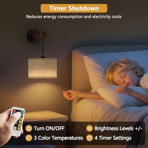 Battery Operated Wall Sconce with Remote (2 Count)