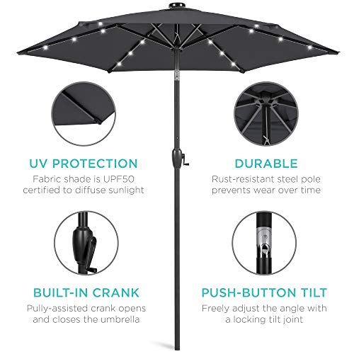 7.5ft Solar Umbrella LED Lighted Patio Umbrella