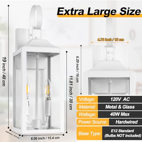 19" White Large Outdoor Wall Lantern 2