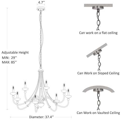 37.4" Large French Country Chandelier