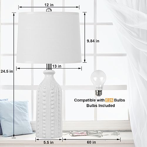 White Ceramic Table Lamp 24.5"
