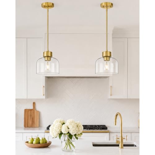 2 Pack 8" Brushed Gold Pendant Lights Kitchen Island