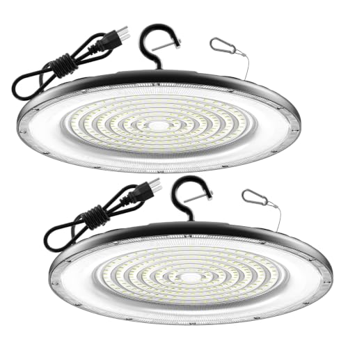 300W UFO High Bay Light 2 Pack 45000LM LED Shop Lights Plug & Play (2 Count)