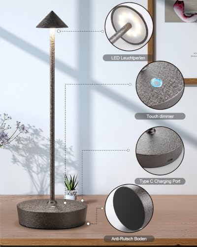 Cordless Table Lamps Rechargeable 6000mAh Battery Operated LED Desk Lamp