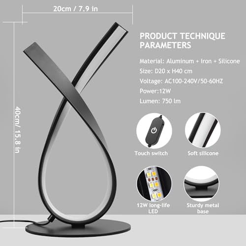 Black Spiral LED Table Lamp