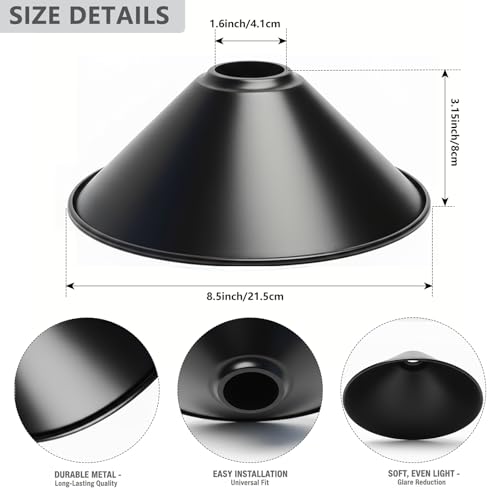 8.5" Industrial Vintage Black Iron Cone Lamp Shade (12 Count)