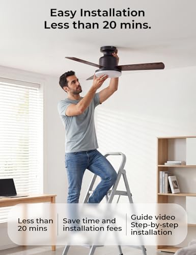 42" Smart Ceiling Fans with Lights and Remote (Black +Walnut / 42 Inch)
