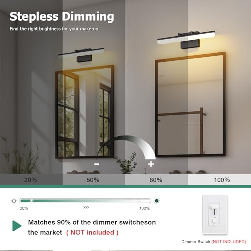 15.7" Black LED Bathroom Vanity Light 5CCT