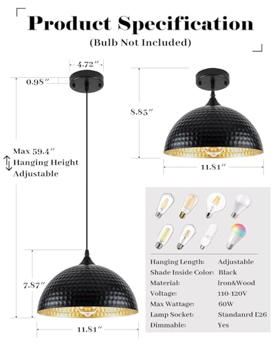 Hammered Dome Pendant Light 1 Pack