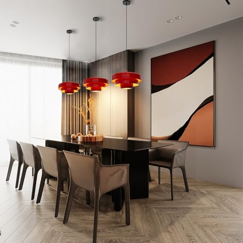 13.8" Red Pendant Light Industrial Dining Table Ceiling Light