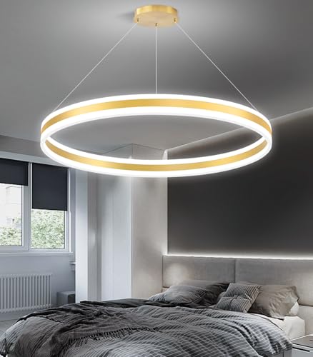 D31.5'' Modern Ring Chandelier for Dining Room LED Dimmable Pendant Lighting High Ceiling Chandelier for Living Room Foyer Bedroom Entryway 3000K