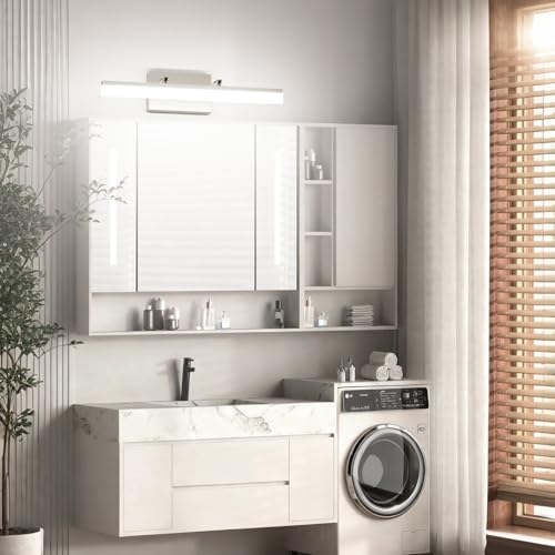Brushed Nickel Vanity Light Adjustable 20 inch Modern LED Bathroom Light Fixtures Over Mirror Rotatable Vanity Lighting 5500K