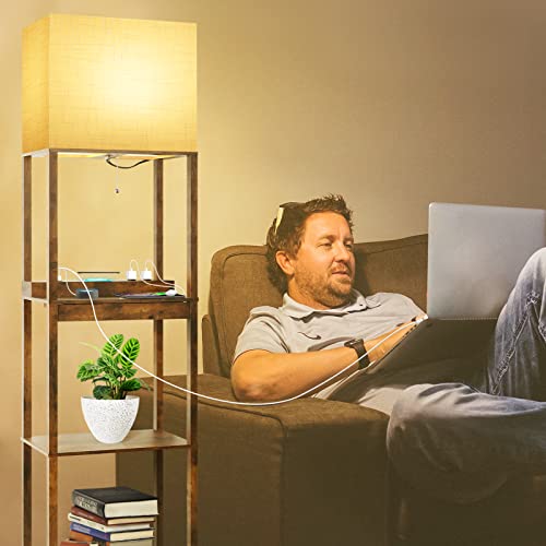 Floor Lamp with Shelves